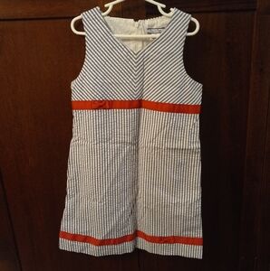 Blue White & Red Striped Girls Hartstrings Dress- 6X